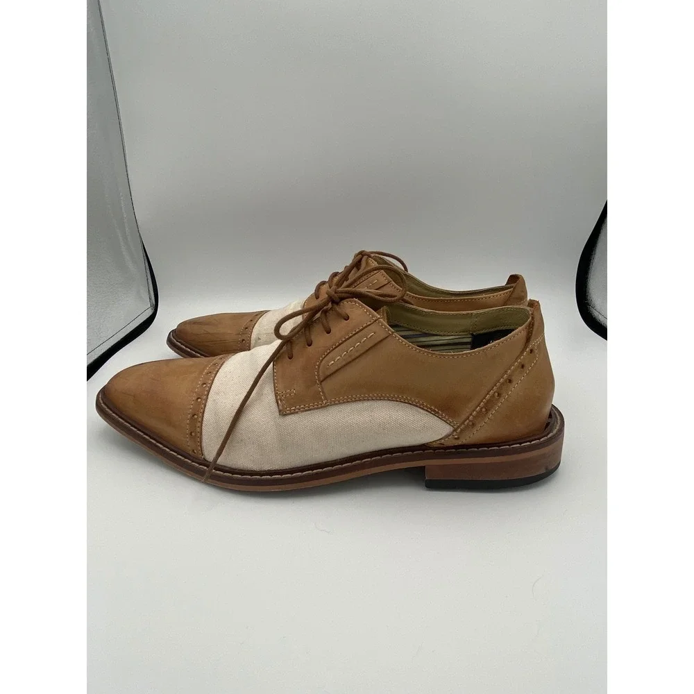 Giorgio Brutini Men's 250504 Oxford Dress Shoes Tan & Canvas Cap Toe Size 10M‎